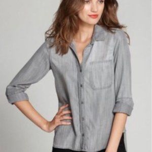 Bella Dahl Button Down Shirt w/ Split Back Gray XS